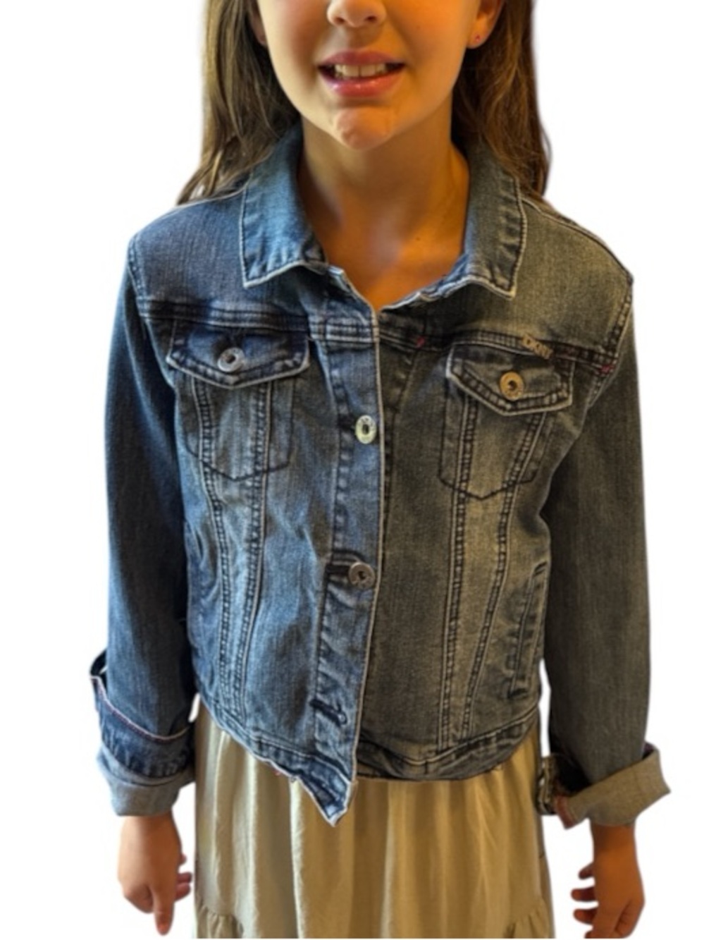 DKNY Girls Washed Blue Denim Jacket